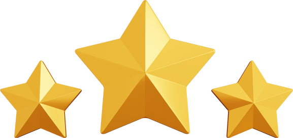 3d rendering three stars isolated