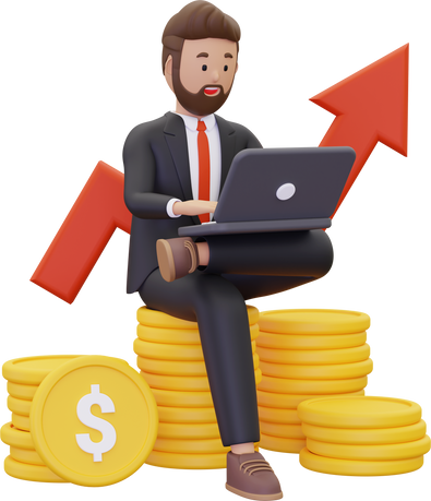 3d Successful investor with profit