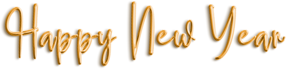 Gold 3D Text Balloons Lettering Happy New Year cut out