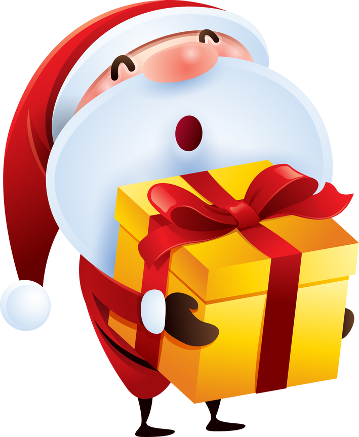 Santa Claus with Christmas gift box